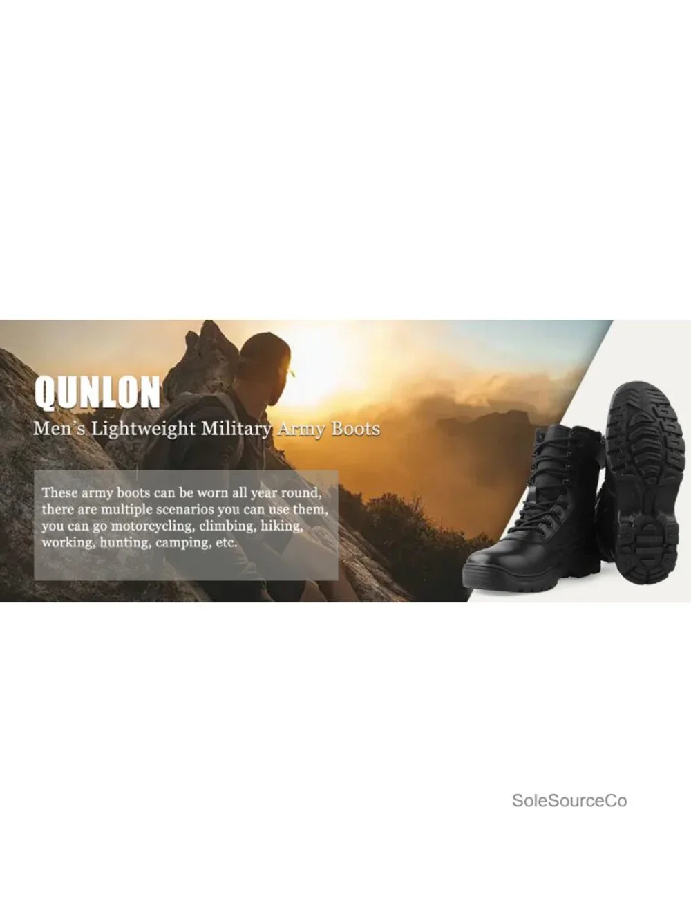 Tactical Military Boots 8in Side Zipper Leather Nylon Men Ankle Support